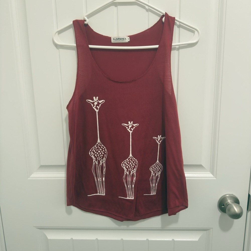 L.A. Soul Women's Tank Red Giraffe Design Size Small
